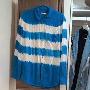 Equipment Blue and White Tie-Dye Men's Shirt